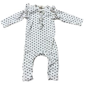 Jessica Simpson | White and Black Polka Dot Baby Girl Romper | 3-6M